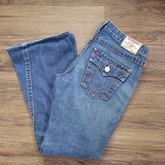 Y2K Vintage True Religion World Tour Joey Twisted Seam Flare Jeans Womens Sz 29* - Picture 1 of 10